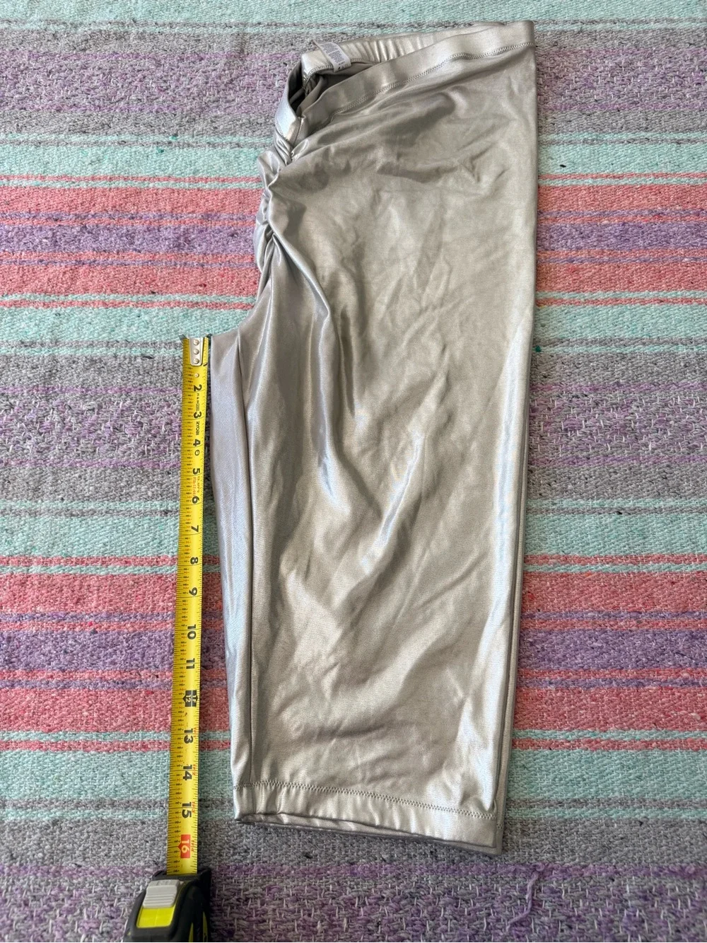 SKIMS Metallic Silver Swim Capri Leggings 4X Shaping Swim Bottoms